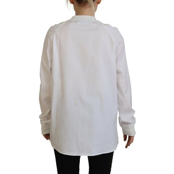 Dsquared² White Cotton Button Down Long Sleeves Crewneck Women's Top (Pre-Owned) - Picture 3 of 4